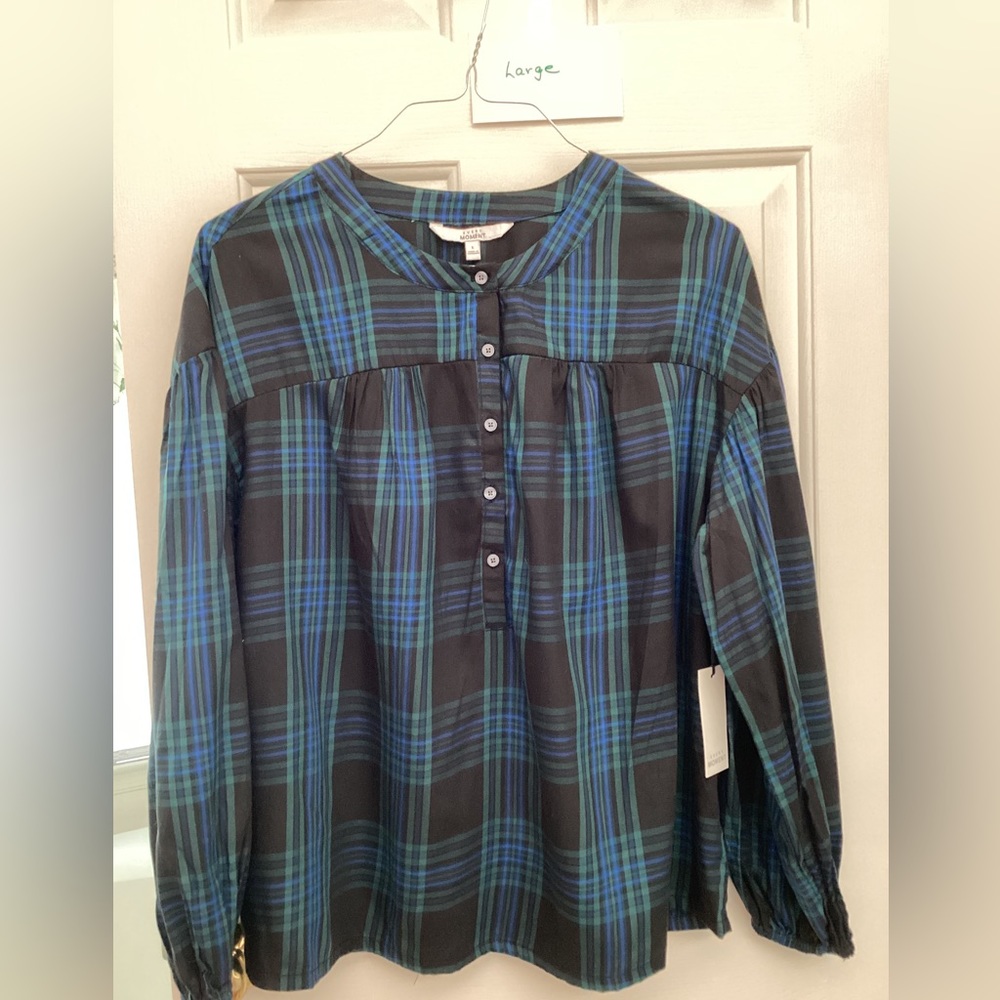 LADIES’ PLAID BLOUSE - L